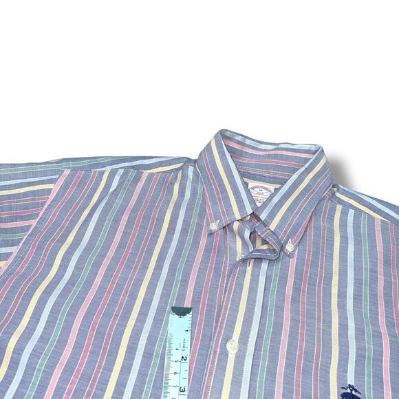 Brooks Brothers 346 Multicolor Stripe Original Polo Shirt M Cotton USA Colorful - Picture 6 of 9